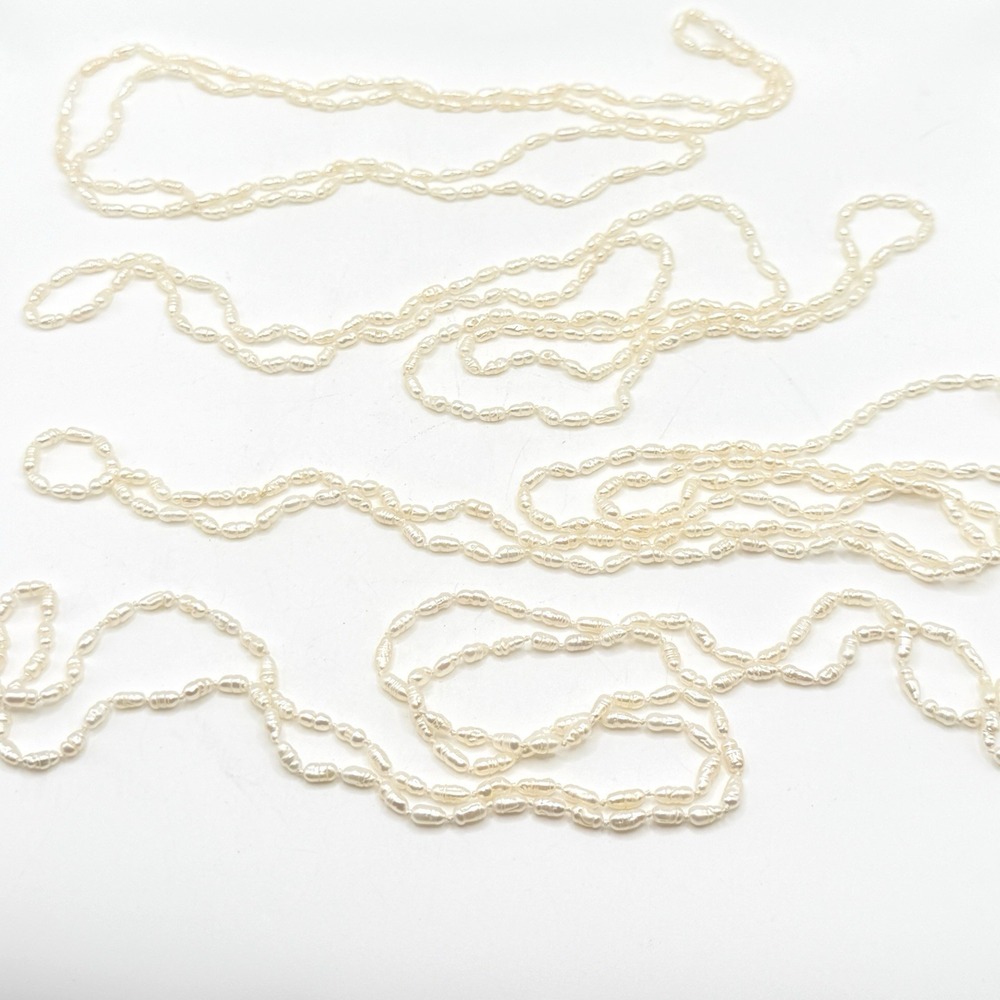 Set of 4 Vintage Freshwater Rice Pearl Necklaces 34" Layerable Stackable